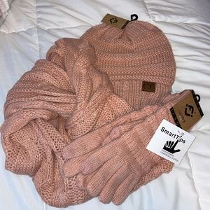 Winter scarf, gloves and hat set